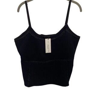 Tribe 35 XL/1X Plus Size Tank Top Shelf Bra Adjustabe Straps Soft Stretchy Black